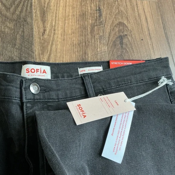 Sofía by Sofia Vergara Black Rhinestone Studded Jeans Y2K Glam Diva Size 20 NWT - Picture 4 of 8